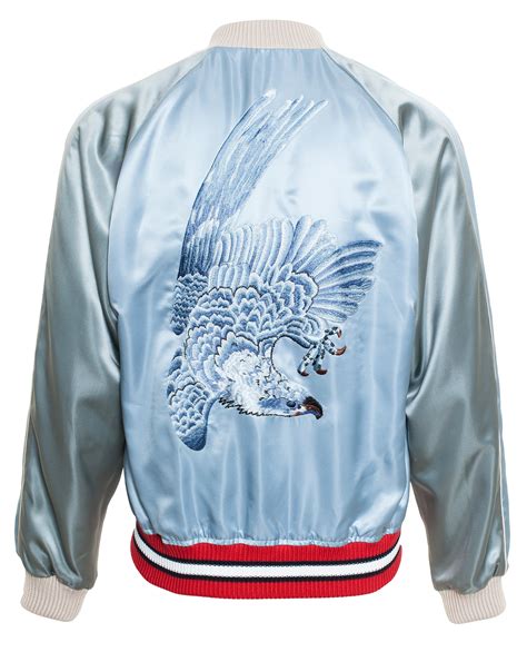 gucci reversible satin bomber jacket|Gucci bomber jacket men's.